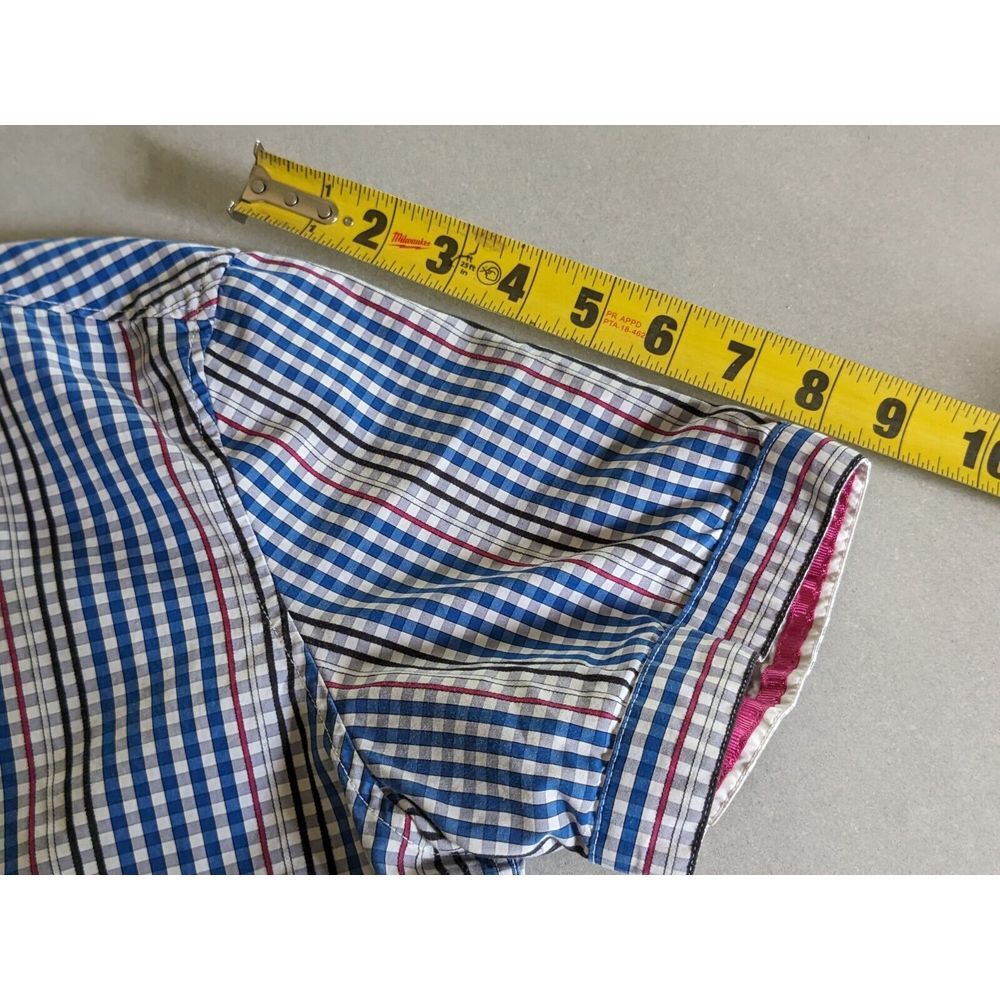 Robert Graham Classic Fit Blue Red Gray White Plaid Short Sleeve Shirt Medium‎ - Picture 9 of 10